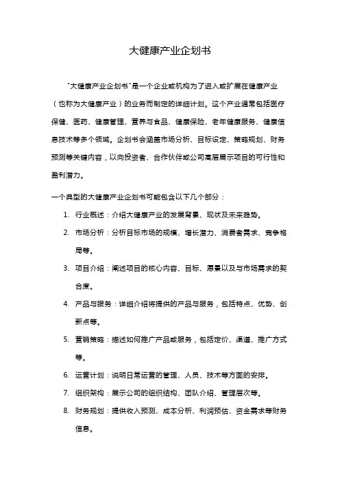 大健康产业企划书