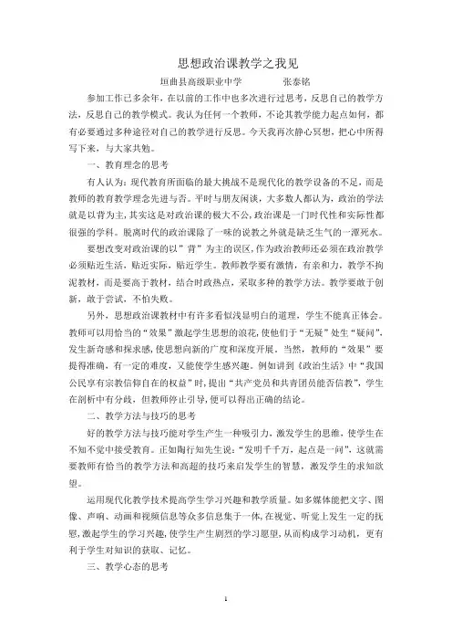 思想政治课教学之我见
