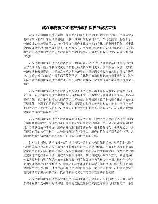 武汉非物质文化遗产抢救性保护的现状审视
