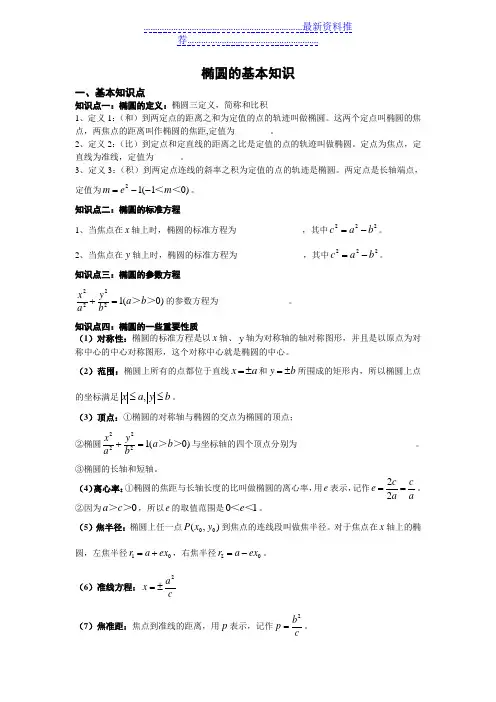椭圆的基本知识