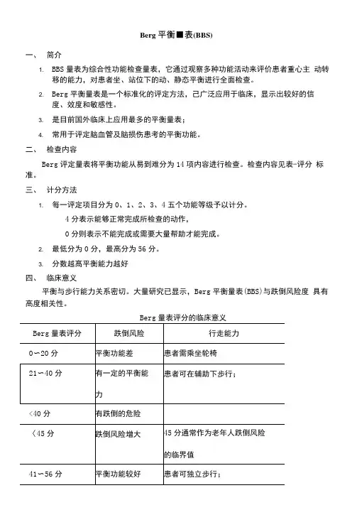 Berg平衡量表