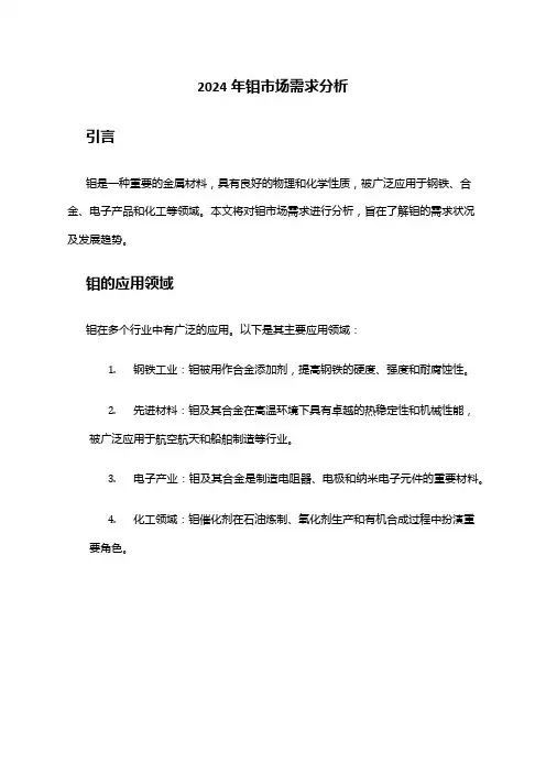 2024年钼市场需求分析