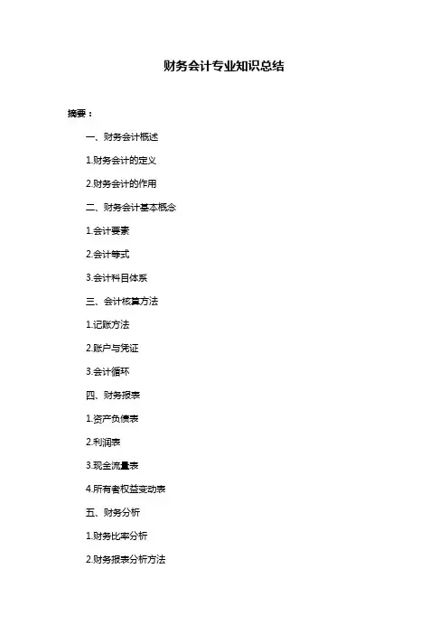 财务会计专业知识总结