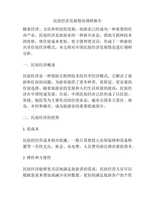 民宿经济发展情况调研报告