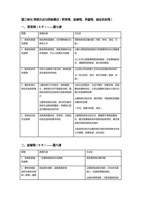 《第三单元 思想方法与创新意识 》教案