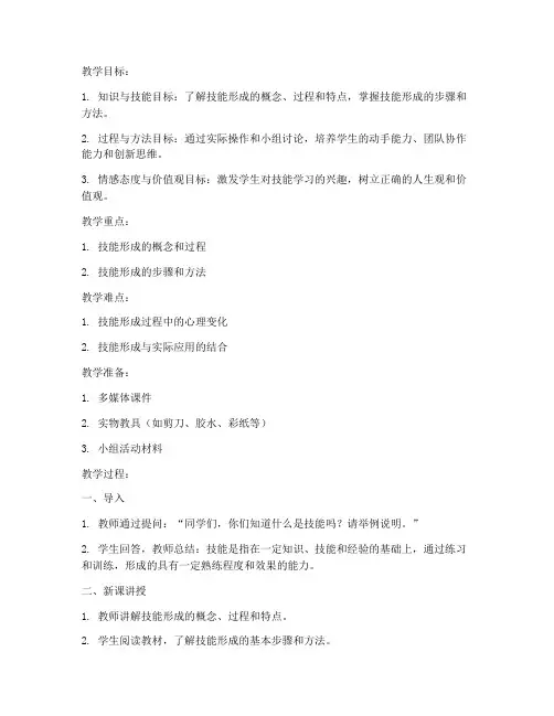技能形成教案模板范文