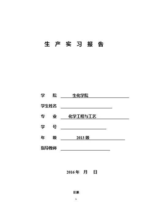 川化实习报告