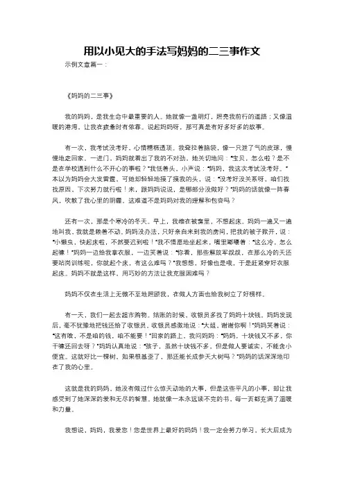 用以小见大的手法写妈妈的二三事作文