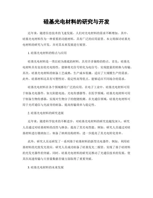 硅基光电材料的研究与开发