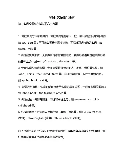 初中名词知识点