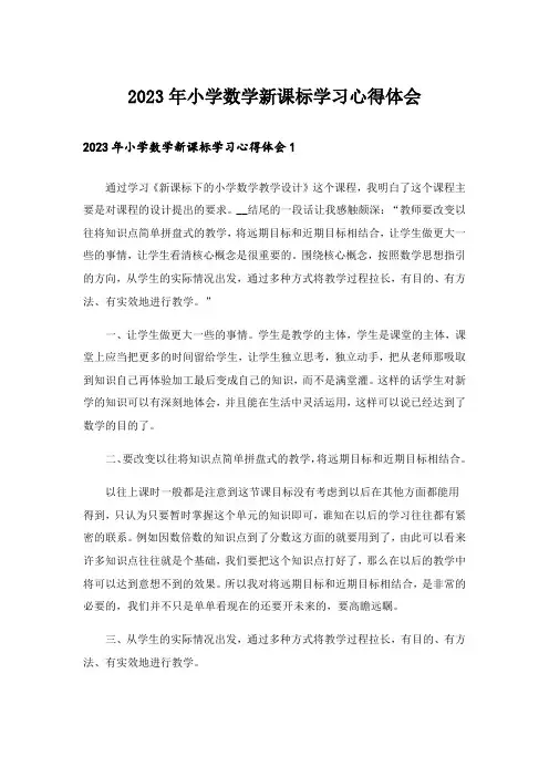 2023年小学数学新课标学习心得体会_1