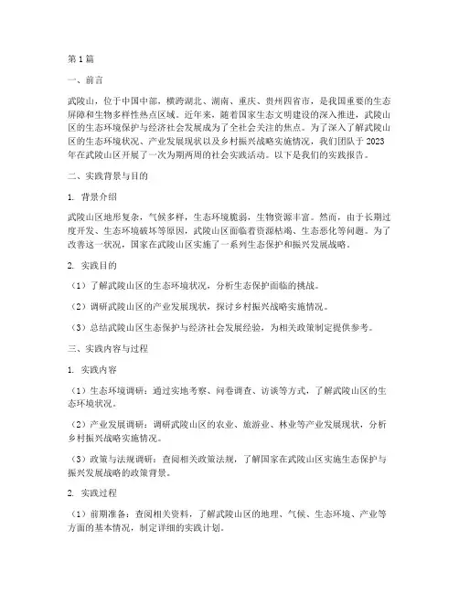 武陵山社会实践报告(2篇)