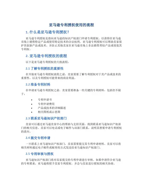 亚马逊专利授权使用的流程