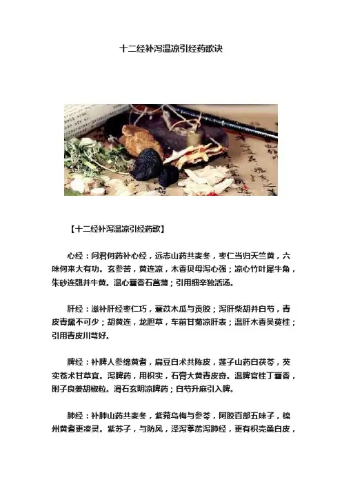 十二经补泻温凉引经药歌诀