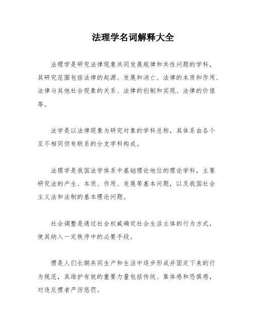 法理学名词解释大全