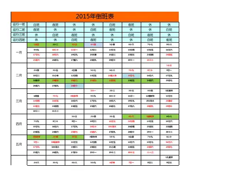 2015年倒班表