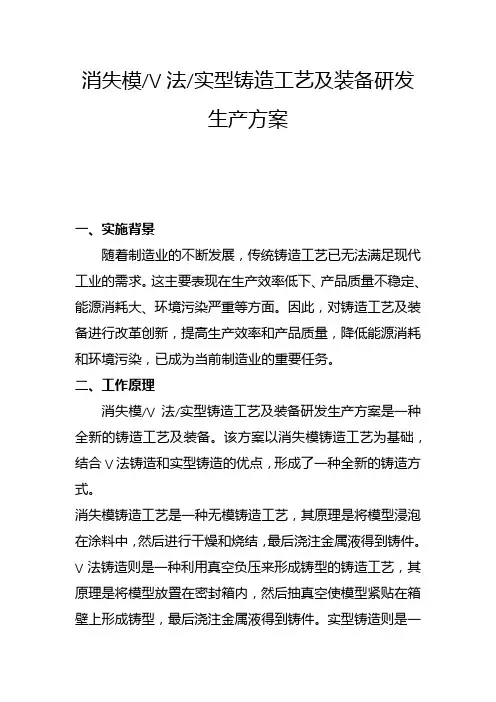 消失模V法实型铸造工艺及装备研发生产方案(二)