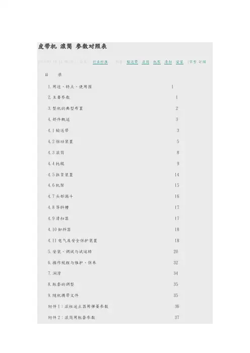 皮带机滚筒全参数对照表格