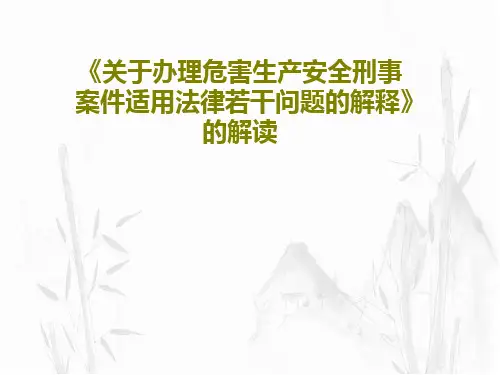 《关于办理危害生产安全刑事案件适用法律若干问题的解释》的解读17页PPT