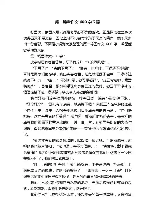 第一场雪作文600字5篇