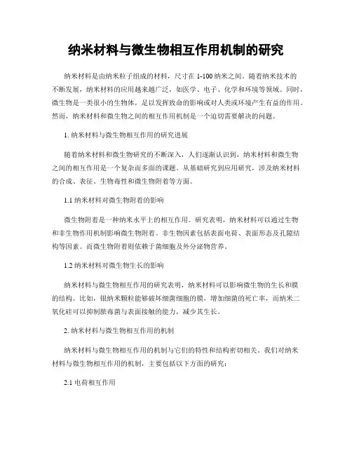纳米材料与微生物相互作用机制的研究