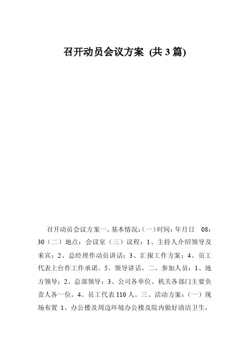 召开动员会议方案（共3篇）