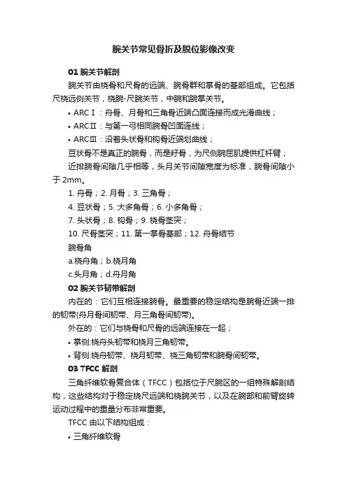 腕关节常见骨折及脱位影像改变