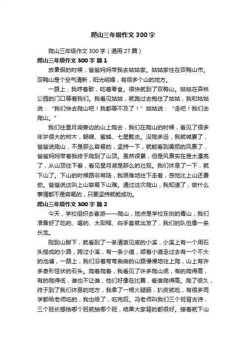 爬山三年级作文300字（通用27篇）