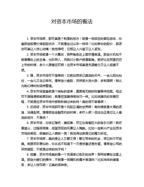 对资本市场的看法