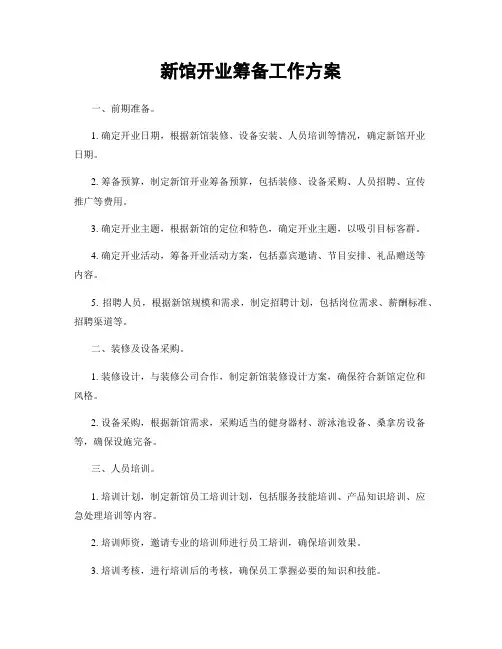 新馆开业筹备工作方案