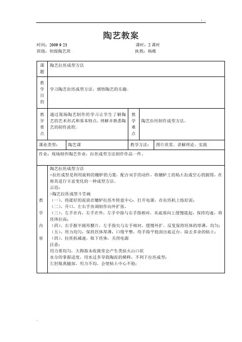 陶艺教案-陶艺拉坯成型方法