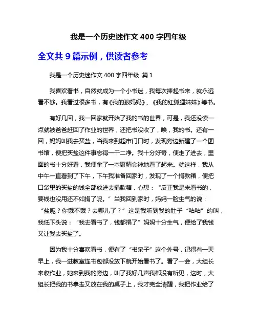 我是一个历史迷作文400字四年级