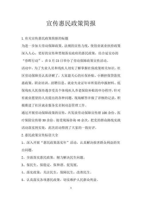 宣传惠民政策简报