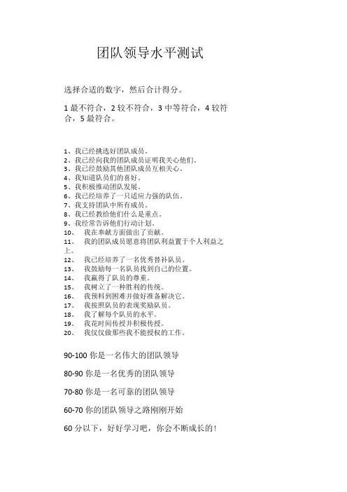 团队领导水平测试