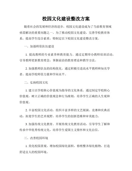 校园文化建设整改方案