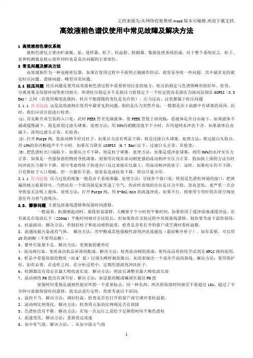 高效液相色谱仪使用中常见故障及解决方法