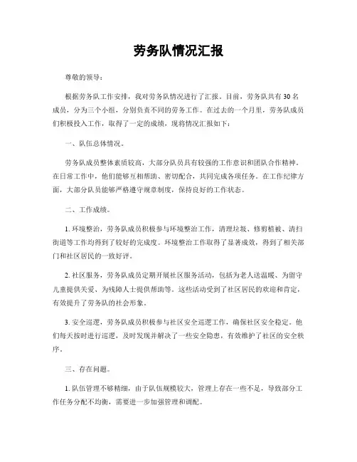 劳务队情况汇报