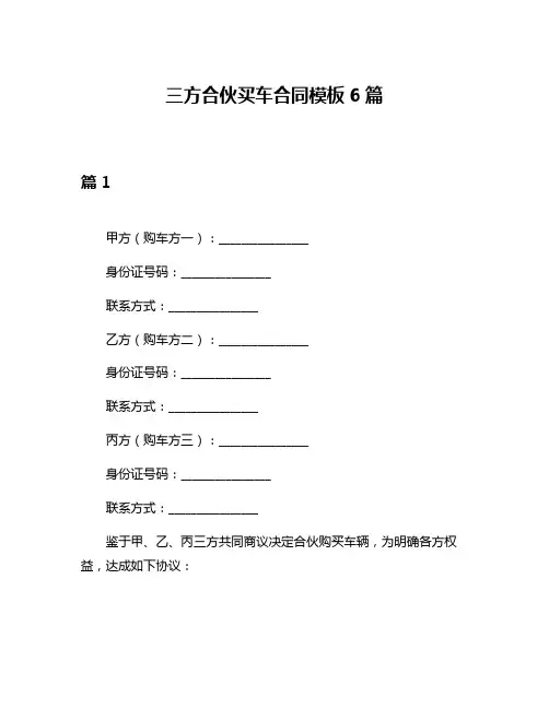 三方合伙买车合同模板6篇