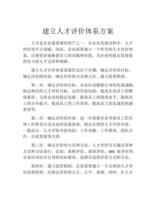 建立人才评价体系方案