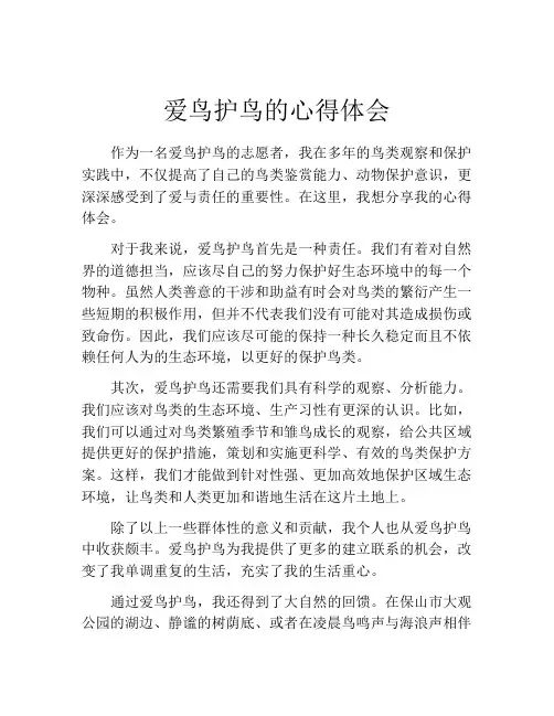 爱鸟护鸟的心得体会