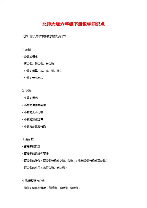 北师大版六年级下册数学知识点