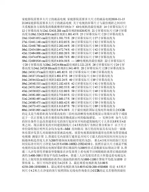 家庭影院,需要多大尺寸的液晶电视