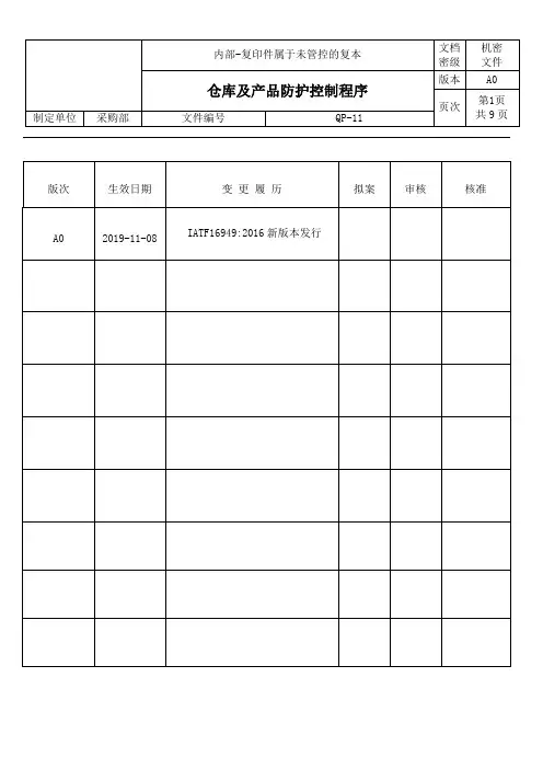 QP-11仓库及产品防护控制程序