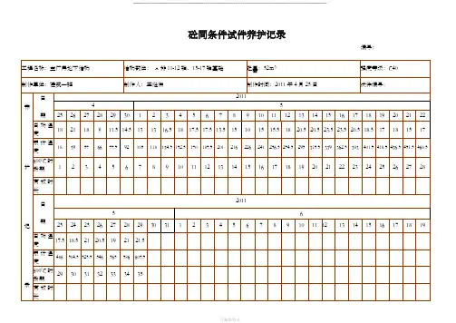 混凝土同条件试件养护记录