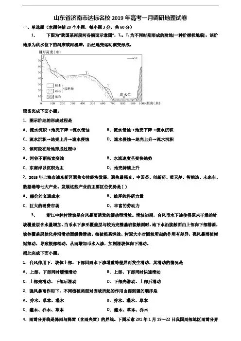 山东省济南市达标名校2019年高考一月调研地理试卷含解析