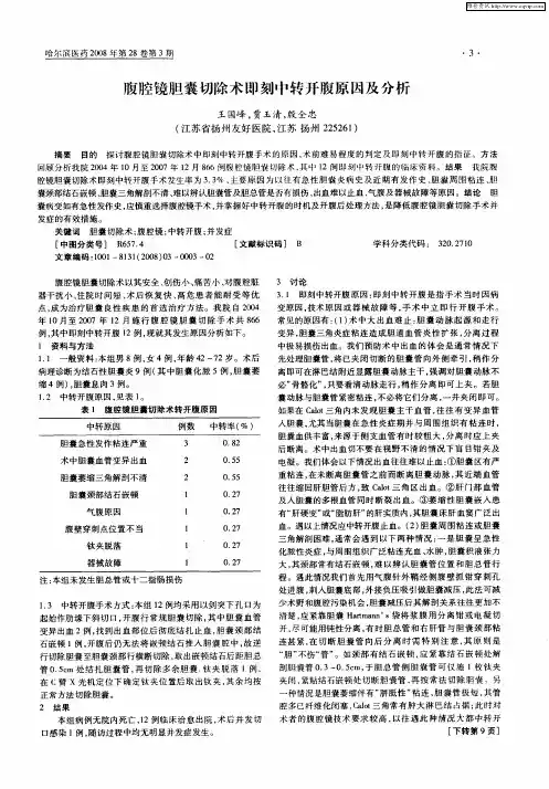 腹腔镜胆囊切除术即刻转开腹原因及分析