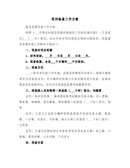 巡回检查工作方案(三篇)