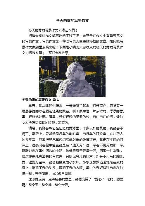 冬天的雾的写景作文