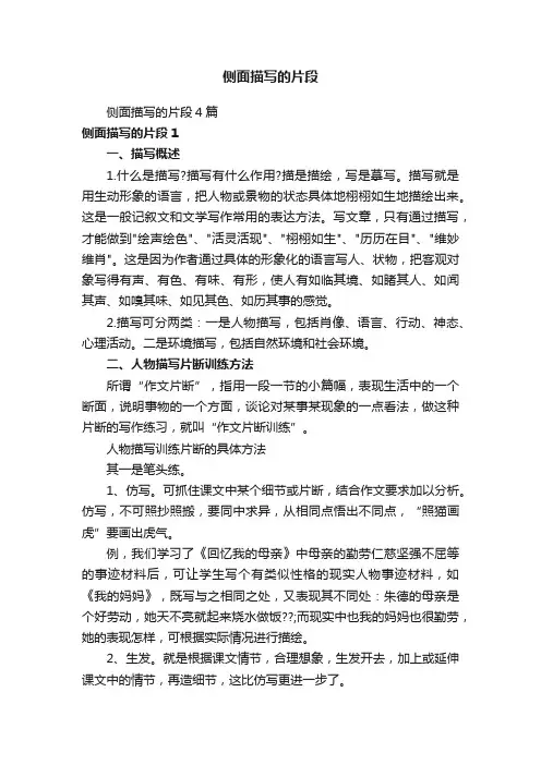 侧面描写的片段4篇