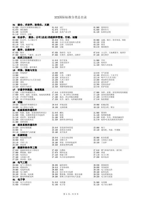 ICS国际标准分类总目录